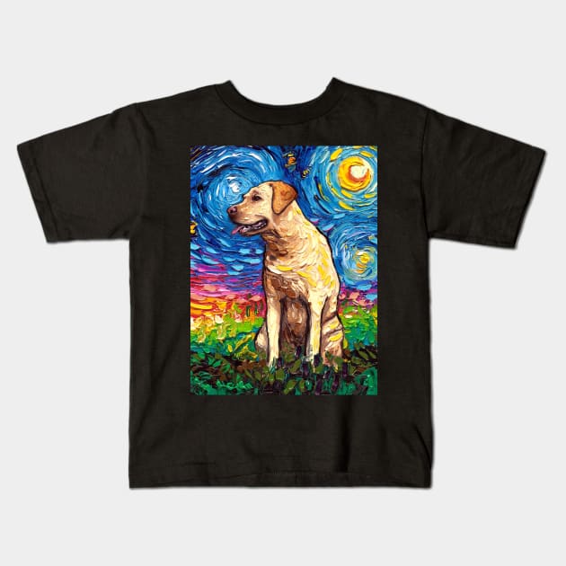 Yellow Labrador Night 2 Kids T-Shirt by sagittariusgallery